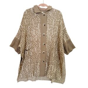 Marla Wynne Oversized Cardigan Sweater Topper Tan & Cream Size Small NWT